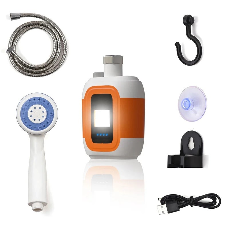 Bluejw Portable Camping Shower, Rechargeable Electric Shower Pump with Light, High Pressure Handheld Shower Head - Waterproof Outdoor Handheld Shower - Image 1